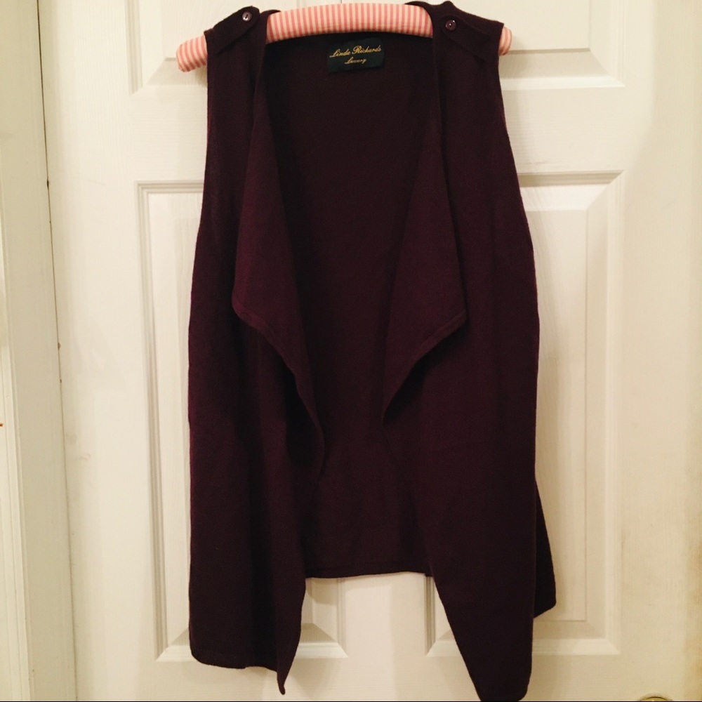EUC Linda Richard Luxury Merlot open front vest